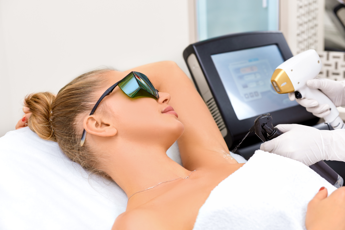 woman during laser hair removal